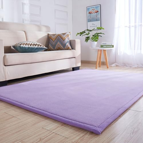 Tappeto morbido e spesso per bambini, colore viola, 130 x 190 cm, tappeto a pelo alto, per comfort e stile