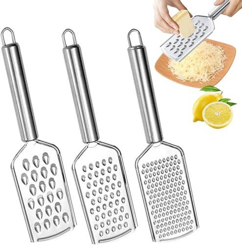 3 Pezzi Piccola Grattugia, Acciaio Inox, Grattugia Per Formaggio, 3 Diverse Dimensioni Dei Fori, Grattugia Per Limone Acciaio Inox, Grattugia Microplane, Grattugia Acciaio Inox