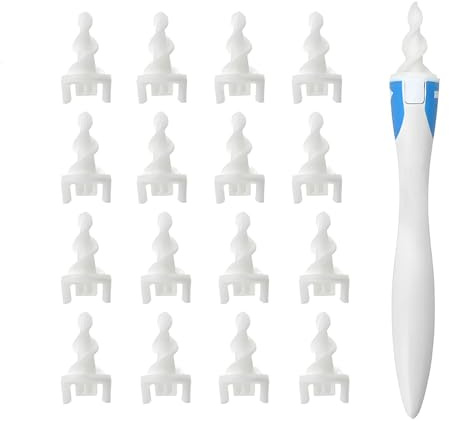 16PCS Nettoyeur Oreille, Cure Oreilles Nettoyeur Oreille Confort Kit de Nettoyage Auriculaire en Silicone Spirale 360° Kit d'extraction du Cérumen Embouts Silicone en Spiral Nettoyant Oreilles Adulte