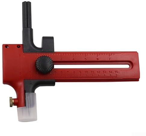 Coupe-cercle pour boussole avec poignée à cliquet pour la fabrication de tissus, loisirs créatifs, scrapbooking, coupe-papier rotatif de 2 à 15 cm avec housse de sécurité, M (rouge)