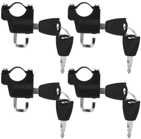 HANABASS Lucchetto per Casco Moto con Chiave Set 4 Pezzi Antifurto per Manubrio 20-26 CM Compatibile con Scooter e Bici Elettriche Resistente alle Intemperie per Protezione Casco