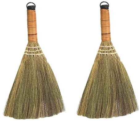SHINEOFI Mini Escoba de Mano de Paja de 31cm para Limpieza de Escritorio 2pcs Cerdas Duraderas para Eliminar Polvo en Habitaciones y Escritorios