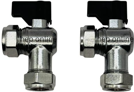 UKDeals Direct 15mm Isolation Ball Valve, Angle with Black Lever, Suitable for Hot & Cold, WRAS Approved (Pack of 2)