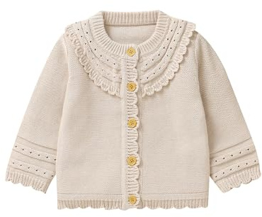 Hadetoto Cotton Baby Girls Cardigan Knit Long Sleeve Toddler Sweater | Button Closure, Warm Coats