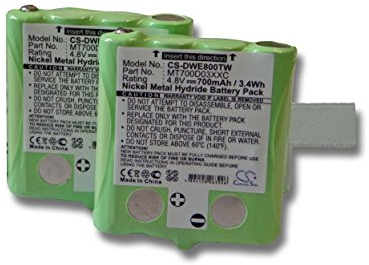 vhbw 2X Akku kompatibel mit DeTeWe Outdoor 8000, PMR8000, PMR 8000, Simvalley WT-100 Funkgerät, Walkie Talkie (700 mAh, 4,8 V, NiMH) - Ersatz für PX-175-675, PX-1754-919, PX-1755