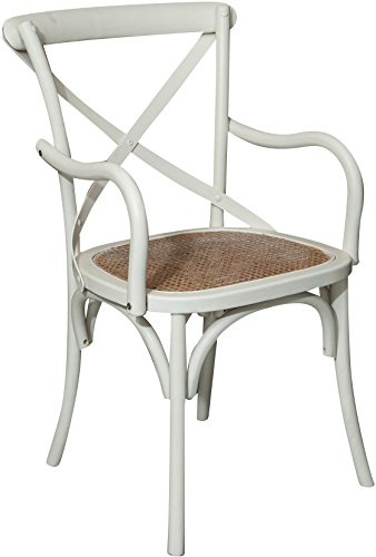 Chaises de salle à manger bois massif - Rotin pour cuisine et salon - Chaises en bois blanc extérieur-intérieur
