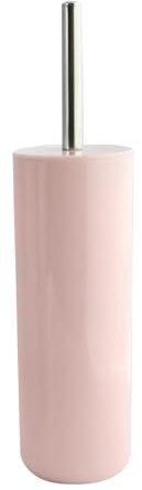 MSV - Porta scopino per WC Inagua - Set WC da Pavimento in polistirene - Manico in Acciaio Inox - Rosa Chiaro - Testina sostituibile