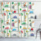 ABAKUHAUS Autos Duschvorhang, Kinder, die auf Verkehr, Stoffliches Gewebe Badezimmerdekorationsset mit Haken, 175 x 180 cm, Elfenbein Mehrfarbig