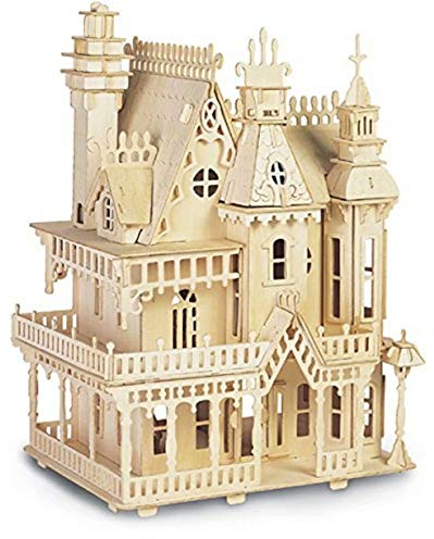 CUTEROOM Fantasy Villa Model House Kit - 3D Puzzle Model Kit - Woodcraft Construction Kit Diy Miniature Dolls House Kits for Adults to Bulid