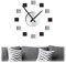 Relaxdays Wanduhr DIY, Uhr Wandtattoo zum Kleben, Größe variabel, modernes Zifferblatt, 3D Wanduhr, silber/schwarz/grau, 1 Stück