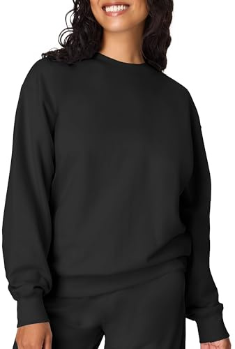 Hanes Womens Originals Sweatshirt, Crewneck For Heavyweight Fleece, Black, Large US