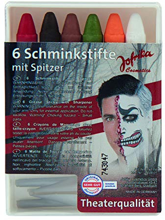 PartyXPeople Jofrika 6 Schminkstifte Halloween mit Spitzer in Theaterqualität Artikel 747116