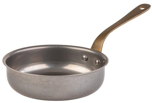APS 40783 Serveringskruka/kastrull SNACKHOLDER, rostfritt stål, Ø 14 cm, höjd 4 cm, 0,4 liter, antik rostfritt stål look