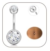 Diamday Piercing Ombelico G23 Titanio Piercing Ombelico Anello 14G CZ Ombelico Barra Piercing Pancia Bar Lungo Ombelico Barbell Ventre Anello Piercing Gioielli for Donna Uomo 8/10/12/14/16mm