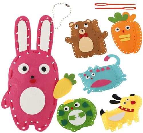 Alongen Sewing Kit for Kids Cute,Animal Sewing Craft Set Fun and Educational DIY Doll Toys Handcraft Sewing Kit for Boys Girls Over 6 Years Old Beginners