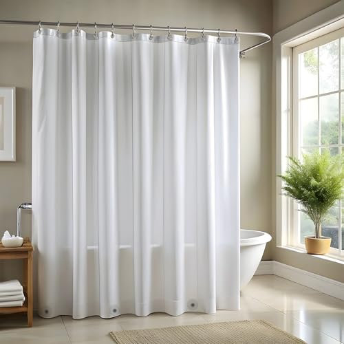 ZENO Frosted Shower Curtain Liner - 72 x 72 Size - Premium PEVA Shower Liner + Rustproof Grommets + 3 Magnets, Waterproof & Lightweight Shower Curtains Set for Bathroom - Frosted