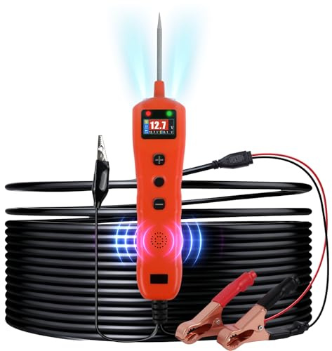 Bilkretstestare, 9V-30V DC testlampa strömkretsprob med LCD-skärm och ficklampa Elektrisk provare för bilar 0,3~70V spänning/motstånd/kontinuitet/släpvagnsbelysningstestare