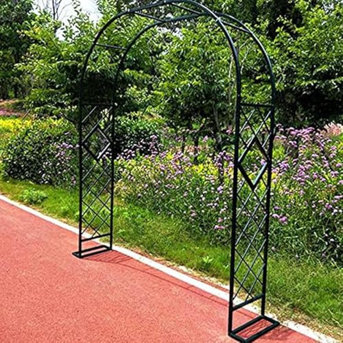 Grande arco da giardino in metallo, pergolato per rose, padiglione, supporto per piante rampicanti, arco di supporto, decorazione da giardino, nero, cortile e prato, decorazione per matrimoni, 2,6 x