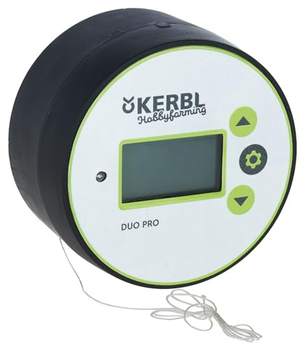 Kerbl Hobbyfarming Commande Duo Pro, Trappe pour Poules, Porte pour Poules, Plastique, Commande de l'éclairage et de l'horloge, Fonctionnement sur Secteur et sur Batterie