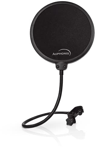 Auphonix Pop Filter for Mic - 6-inch, Dual-Layered Microphone Screen Compatible w/Blue Yeti, Snowball and Nano - Mic Pop Filter for Podcasts and Streaming - MPF-1