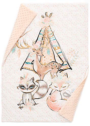 EliMeli - Coperta per gattonare, in cotone super morbido, imbottitura in pile Minky Polar 75 x 100 cm, ottima qualità, certificato Oeko-Tex Made in EUROPE (Peach - Boho Girl II)