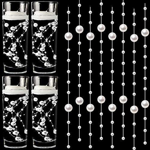 Geosar 48 Pcs Artificial Pearl String for Floating Candle, White