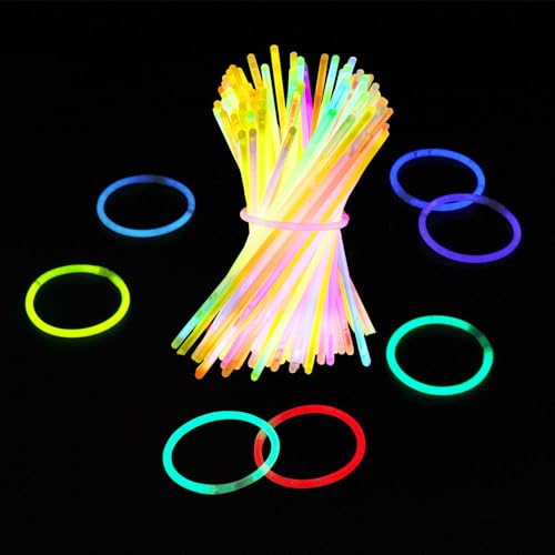 Relota Knicklichter, 120 stück Leuchtstäbe Knicklichter Set, Länge 20cm Glühende Armbänder Neon glow stick party set mit Verbindungsstücken, für Partys, Hochzeiten, Halloween-Dekorationen