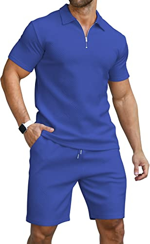 KUYIGO Polo e pantaloncini da uomo Set di abiti estivi Moda Casual Polo manica corta per gli uomini 2 pezzi pantaloncini Tracksuit