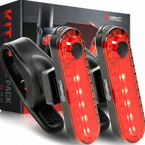 KIT-R1 Rear Bike Lights USB-C Rechargeable LED Back Taillight 18hr Max Ultra Long Run-time Cycling Safety Flashers Blinkers 4 Light Modes (2 PACK)