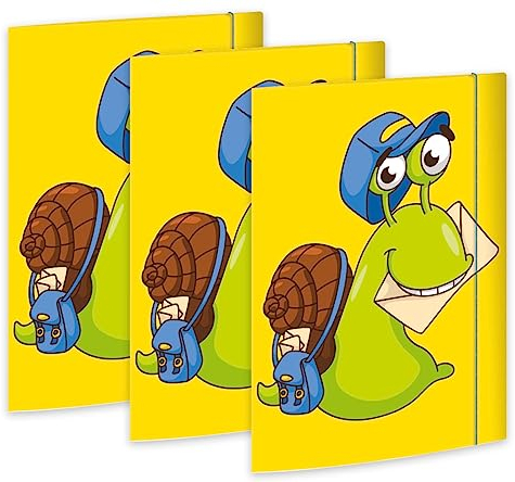 RNKVERLAG 46330-3 - Postmappe Schneckenpost 240 x 330 mm, 3 Stück, DIN A4, mit Gummizugverschluss