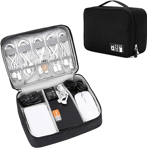 JNTMIKUN Sac de Rangement Câble Universel Pochette Cable de Voyage Organisateur Accessoires Électronique pour Disque Dur Externe, HDD USB Câbles, Chargeur