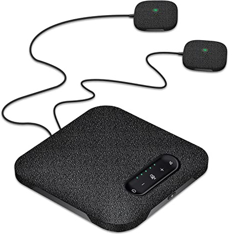 HUIOP Altavoz de Conferencia,Escritorio USB Inalámbrico BT Conferencia Altavoz Incorporado 4 Micrófonos Altavoz Hi-Fi 2 Micrófono de extensión Captura de Voz de 360° Función de cancelación de Ruido
