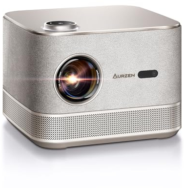 NetfIix Officially & DoIby Audio,AURZEN 4K Supported Smart Projector with Auto Focus & Keystone, 2 Extra Auto Tech, HDR 10 60Hz WiFi Bluetooth Outdoor Portable Projector for Smartphone/USB/HDMI