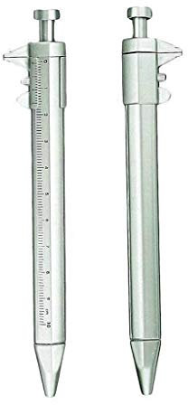 UNFAIRZQ Stylo à Bille avec Pied à Coulisse Multifonction 1,0 mm Argenté pour Écriture et Mesure