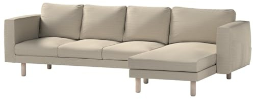 Dekoria Ersättning för överdrag för Norsborg, 4-sitsig soffa med Recamiere-soffa, lämplig för modell Nikkala, beige