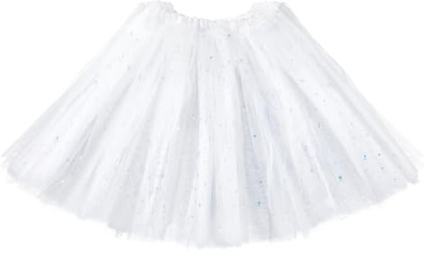 Jupe en Tulle pour Femme 3 Couches Jupe en Tulle avec Paillettes Etoiles Adulte Adolescent Tutu Jupe Rétro Années 80 fête Halloween Carnaval Costume de fête Blanc