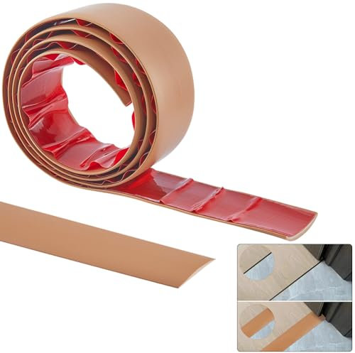 GORGECRAFT 5cm x 1.2m Floor Transition Strip Self Adhesive Profile Flooring Cover Strips Vinyl Door Bar Floor Edge Trim Laminate Joining Bar Flat Divider Strip for Gaps Carpet Threshold Tiles, Peru