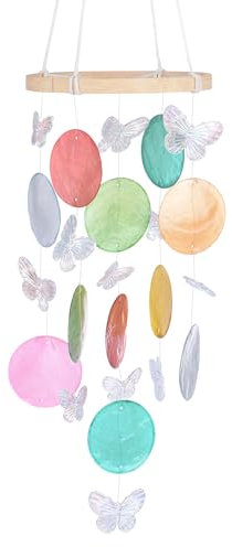 M METERXITY Campanello Vento Conchiglia Esterni, Campana Eolica Farfalla in Conchiglia Vetro Marino Campana Eolica Conchiglia Esterni/Patio/Giardino, Campana Eolica Artigianale [Colorata]