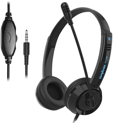 Computer Headset with Microphone,3.5mm Headset with Microphone Noise Cancelling & Audio Control for PC Laptop Tablet Wired Stereo PC Headphone for Home Office Call Center Business Chat Gaming Teaching