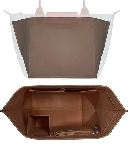 HomeGadget Organizador de Bolsos para Longchamp Talla L - Organizer Le Pliage para Bolsa Shopper de Mujer - Bag Interior in Marrón