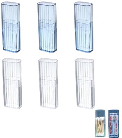 WPNCYK 6 Pack Transparent Portable Cotton Bud Holders - Compact Travel Case for Cotton Ear Buds, Ear Swabs, and Tepe Travel Accessories - 3.4cm x 2.1cm x 10.4cm