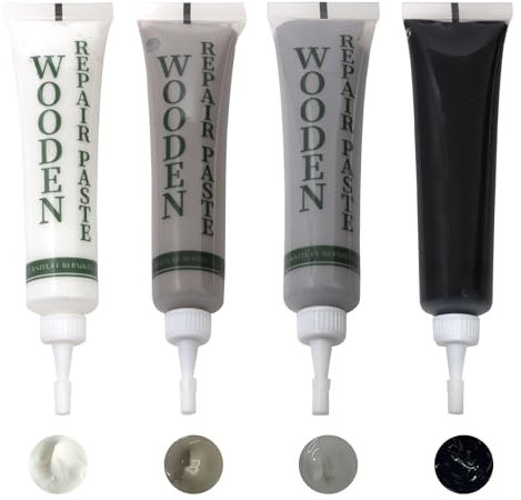 Wood Furniture Repair Kit, Grey Wood Filler Laminate Floor Scratch Repair Kit White, Black and Light Grey Touch Up Filler for Cracks, Hole, Table Door Scratches