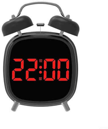 Réveil numérique avec double cloche et affichage LED, parfait pour la maison ou le bureau (noir R)