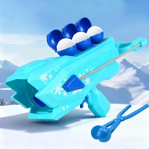 Lanciapalle di neve, giocattolo con pinza per palla di neve, pistola per palla di neve, battaglia con manico (blu)