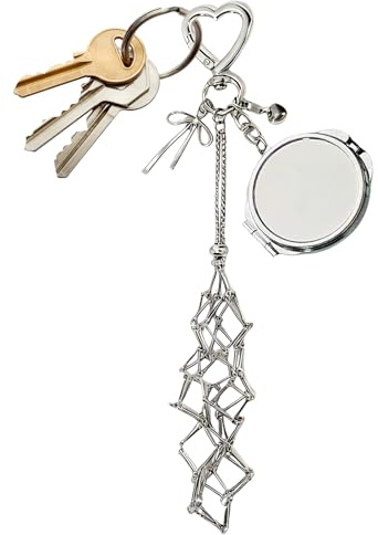 Porte-clés porte-rouge à lèvres – Organisateur cosmétique portable avec miroir | Porte-brillant à lèvres pour femmes, adolescentes et filles | Portefeuille sac à dos cadeau de Noël