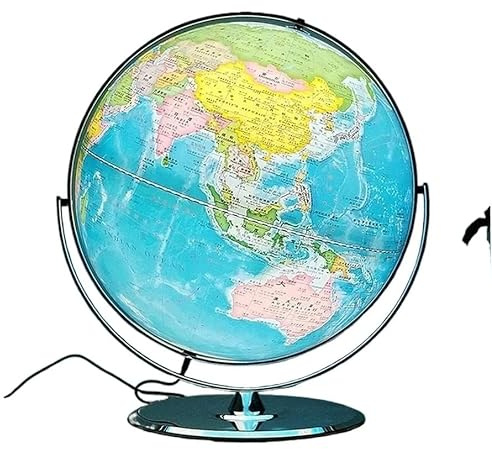 Globen, World Earth Lantern, Antik Global Meter med Silver Ram 42 Cm/16,5 tum Diameter Tydlig textmarkering(A)
