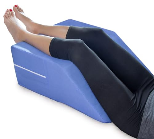 DMI Firm Wedge Pillow, Leg Pillow, Bolster Pillow, FSA Eligible Incline Pillow for Leg Elevation, Snoring, Foot Circulation, Pregnancy, Sciatica, Blue, 30.5 x 19.5 x 10