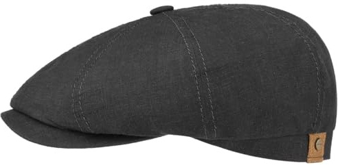 Stetson Hatteras Schirmmütze Ballonmütze 100% Leinen UV-Schutz 40+ Damen Herren Frühling Sommer schwarz 54 cm