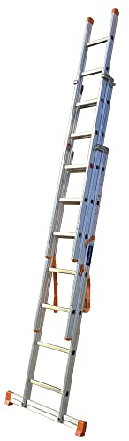 TB Davies TRADE Triple Extension Ladder, 2.5 Meter / 8.20 Feet, Extends To 5.5 Meters / 18.04 Feet, Comfort D-Shaped Rungs, 3-Year Warranty, EN131 Professional