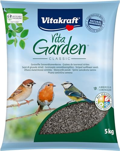 VITAKRAFT - Vita Garden - komplett fågelfoder för utomhusfåglar - randiga solrosfrön - storlek 5 kg